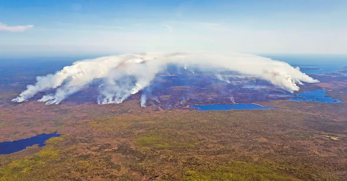 CBC: aerial-image-fire-shelburne-county (Communications Nova Scotia)