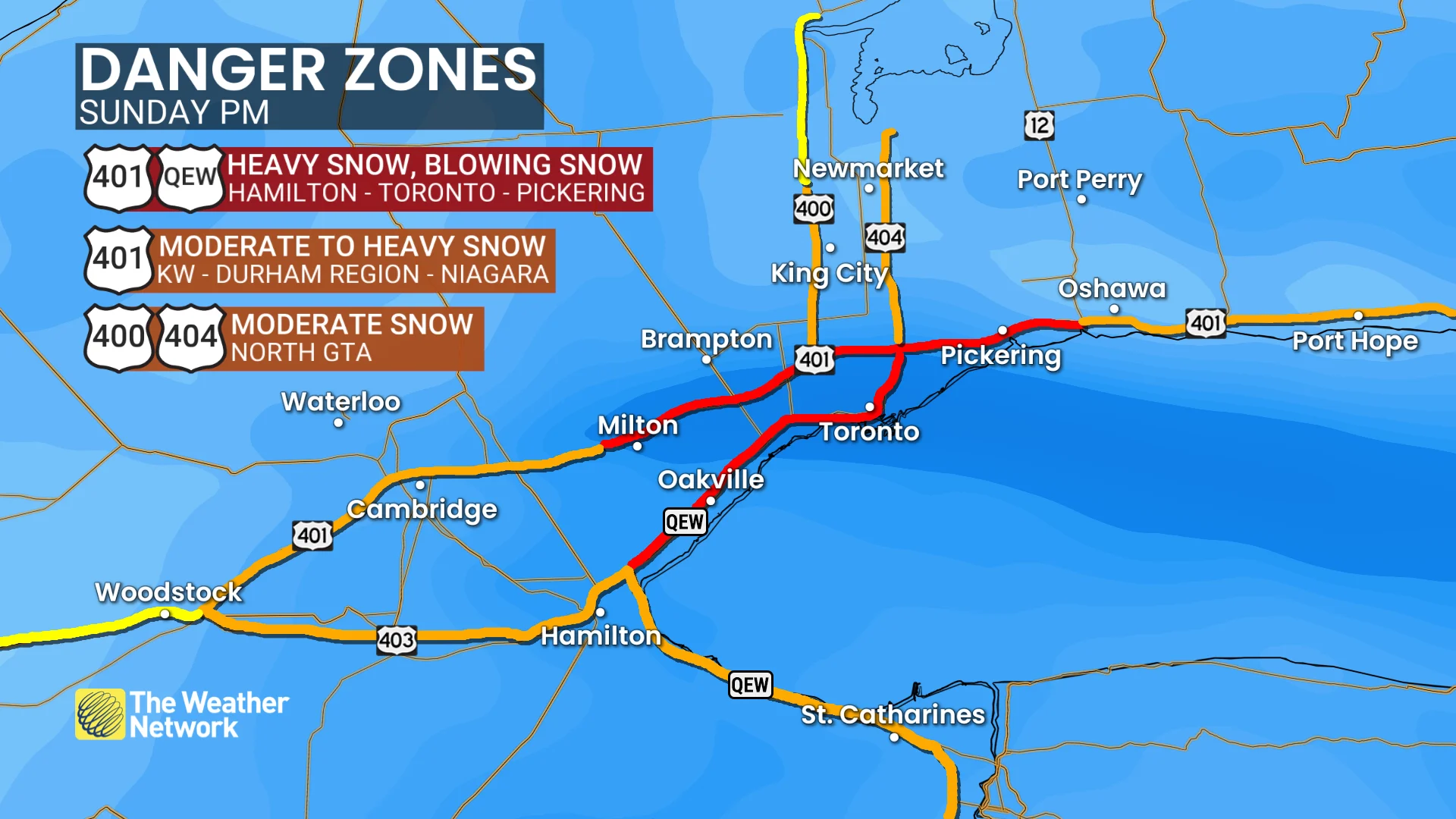 Snow impacts on driving for Sunday afternoon on the highway