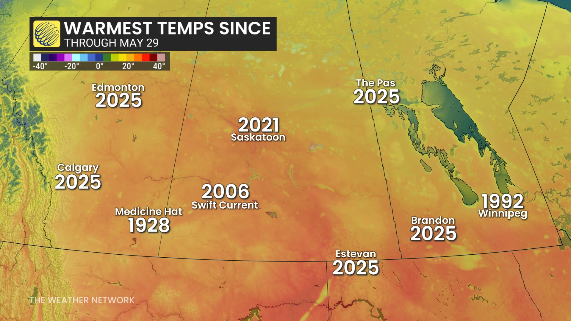 Prairies warmest temperatures since (through May 29)