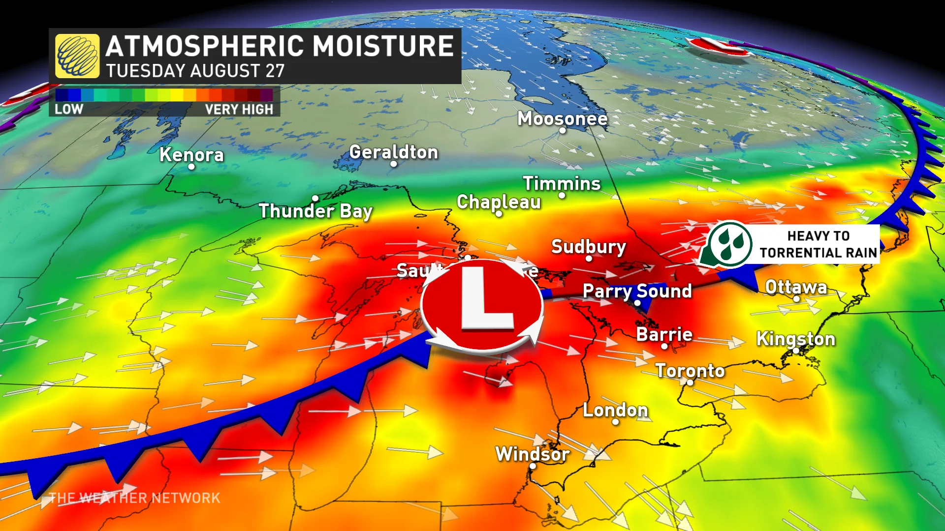 Ontario atmospheric moisture Tuesday_ Aug.26 2024