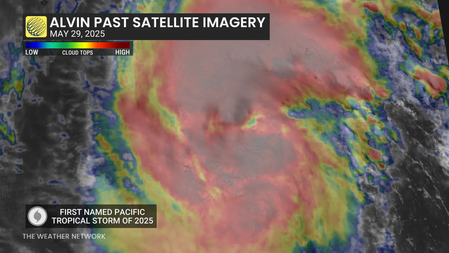 Hurricane, Alvin, Pacific, Satellite, Rain, Storm, Wind, May 29, 2025. (The Weather Network)