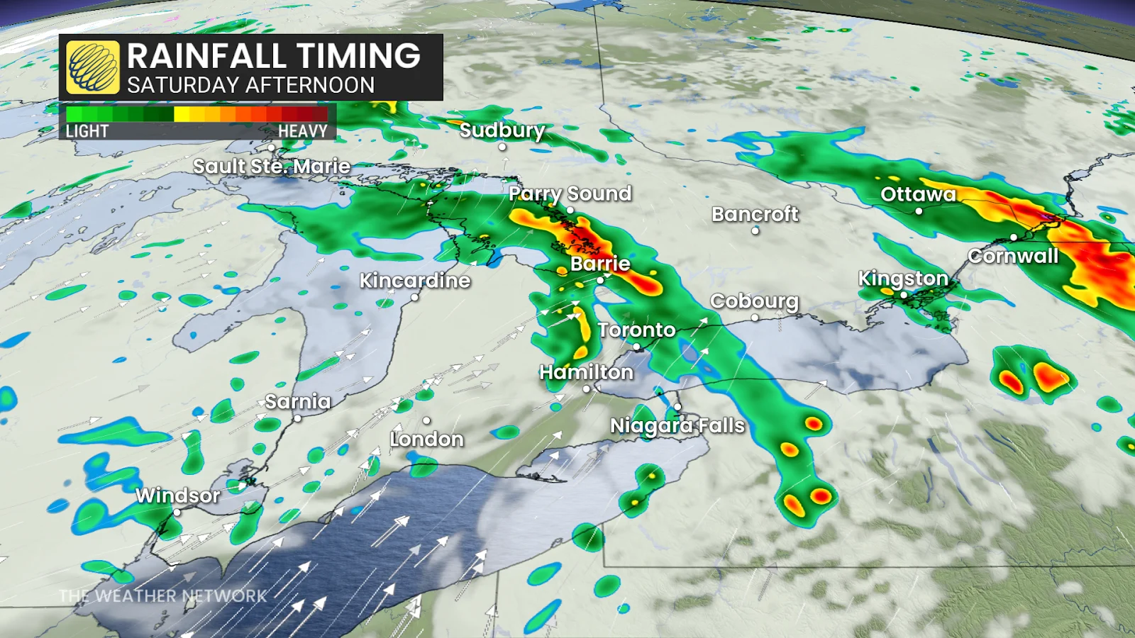 Ontario Saturday afternoon radar forecast storms and precipitation - May 16, 2025