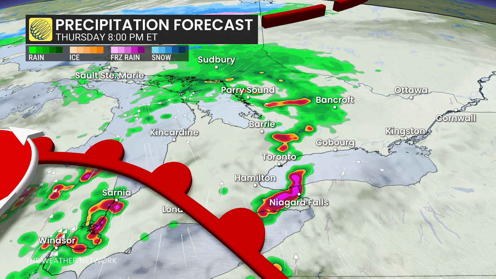 Southern Ontario Thursday evening forecast radar precipitation - April 30, 2025