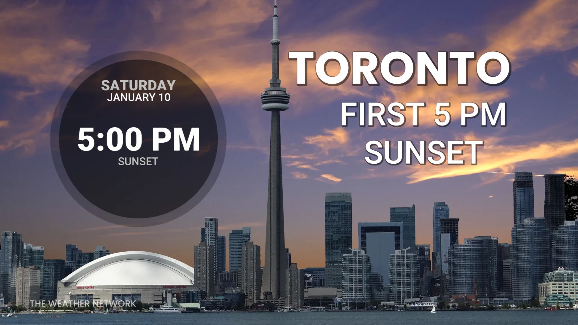 Toronto 5pm sunset 2026