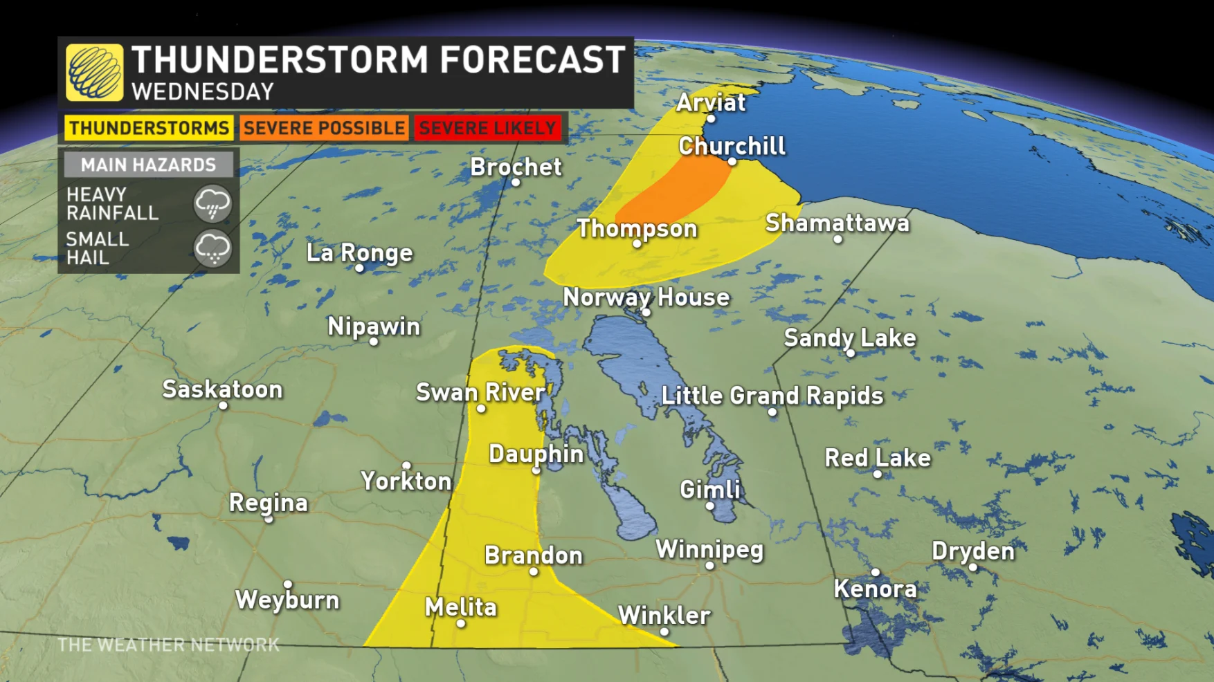 Storm risks for Manitoba Wednesday, shifts to Alberta on Thursday The