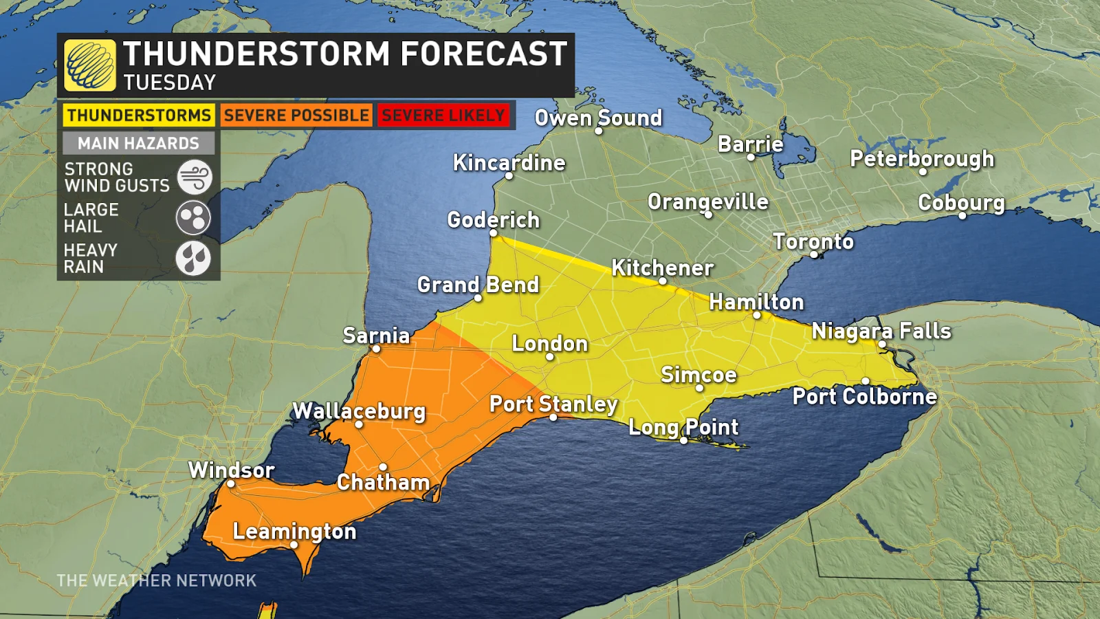 Damaging storms, heavy rains possible in southwestern Ontario Tuesday ...