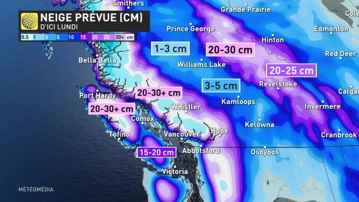 NEIGE PRÉVUE D'ICI LUNDI BC