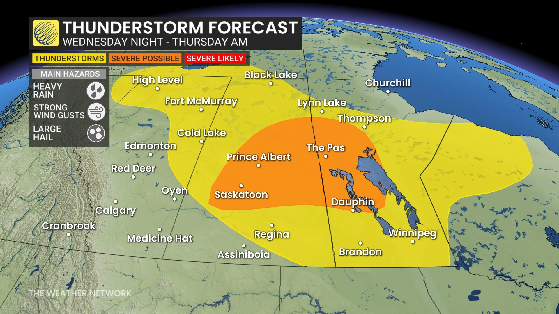 Prairies storm risk Wednesday overnight to Thursday