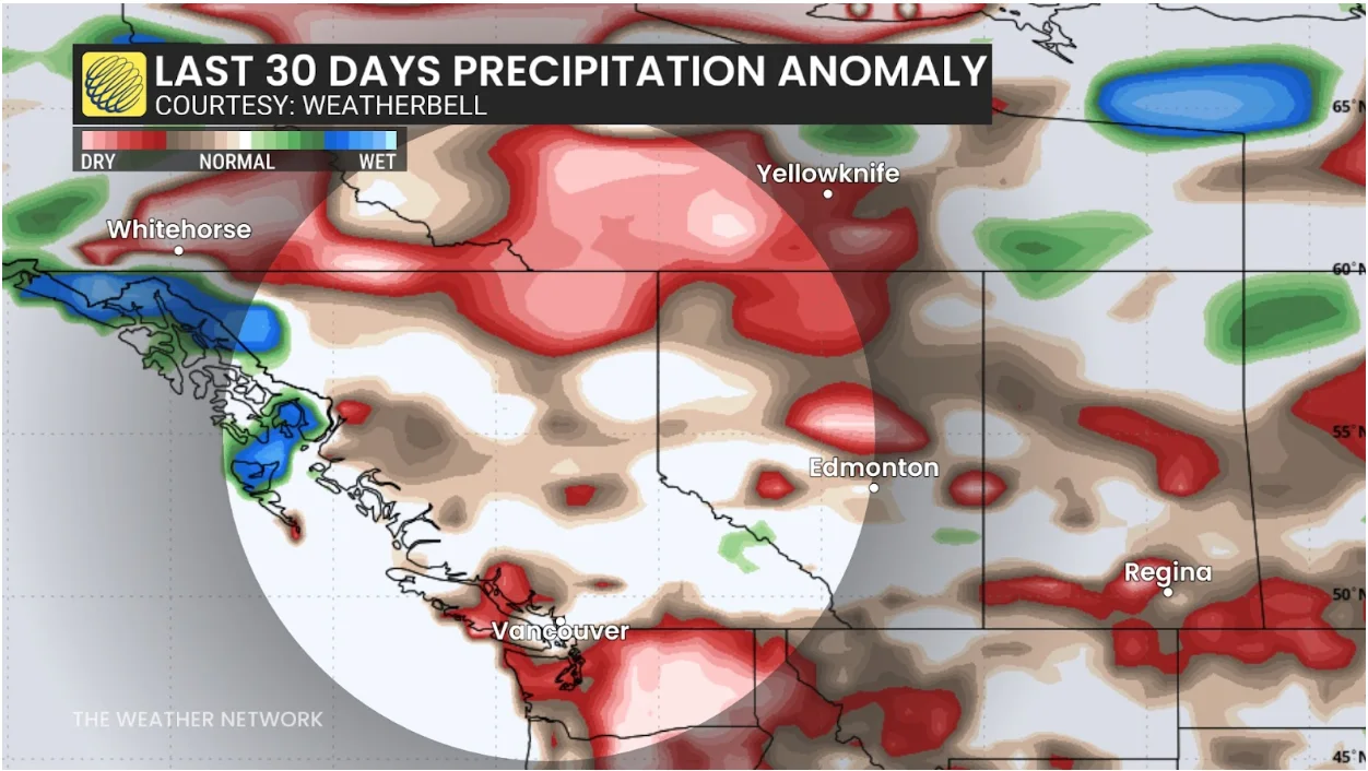 June 27, 2025: June last 30 days precip anomoly