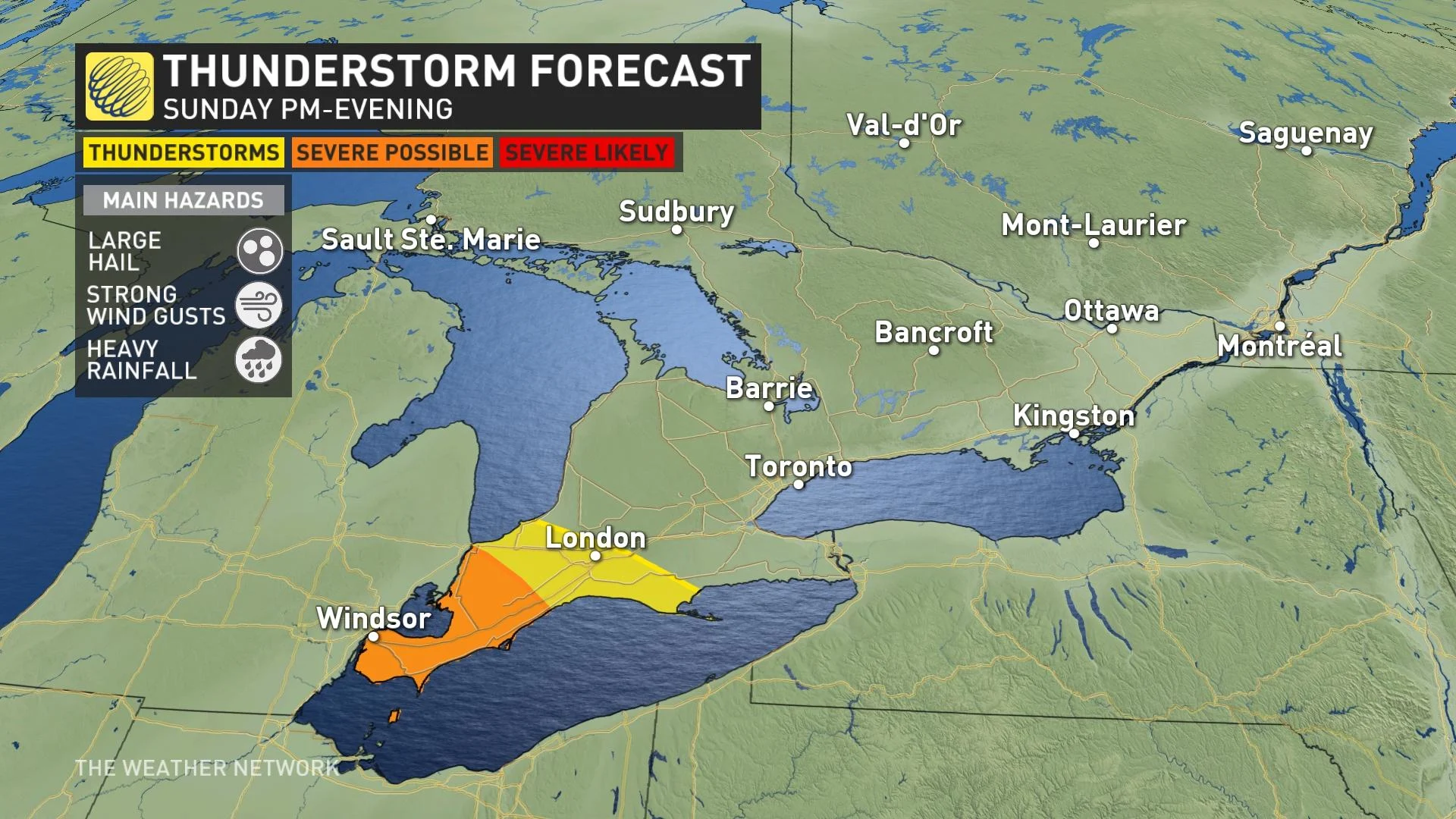Ontario storm risk map Sunday evening_May 26