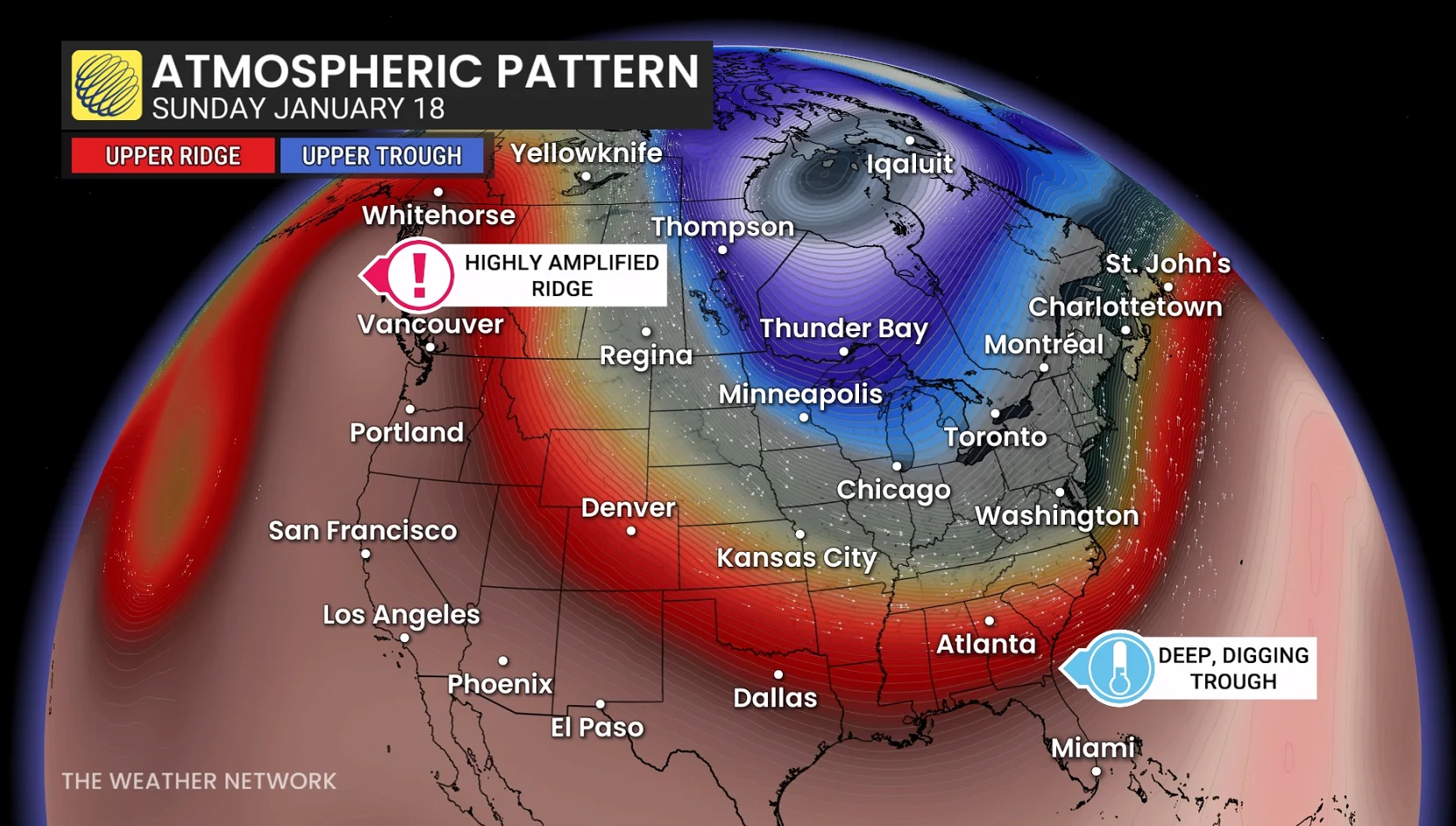 Atmospheric patten Sunday, Jan. 18