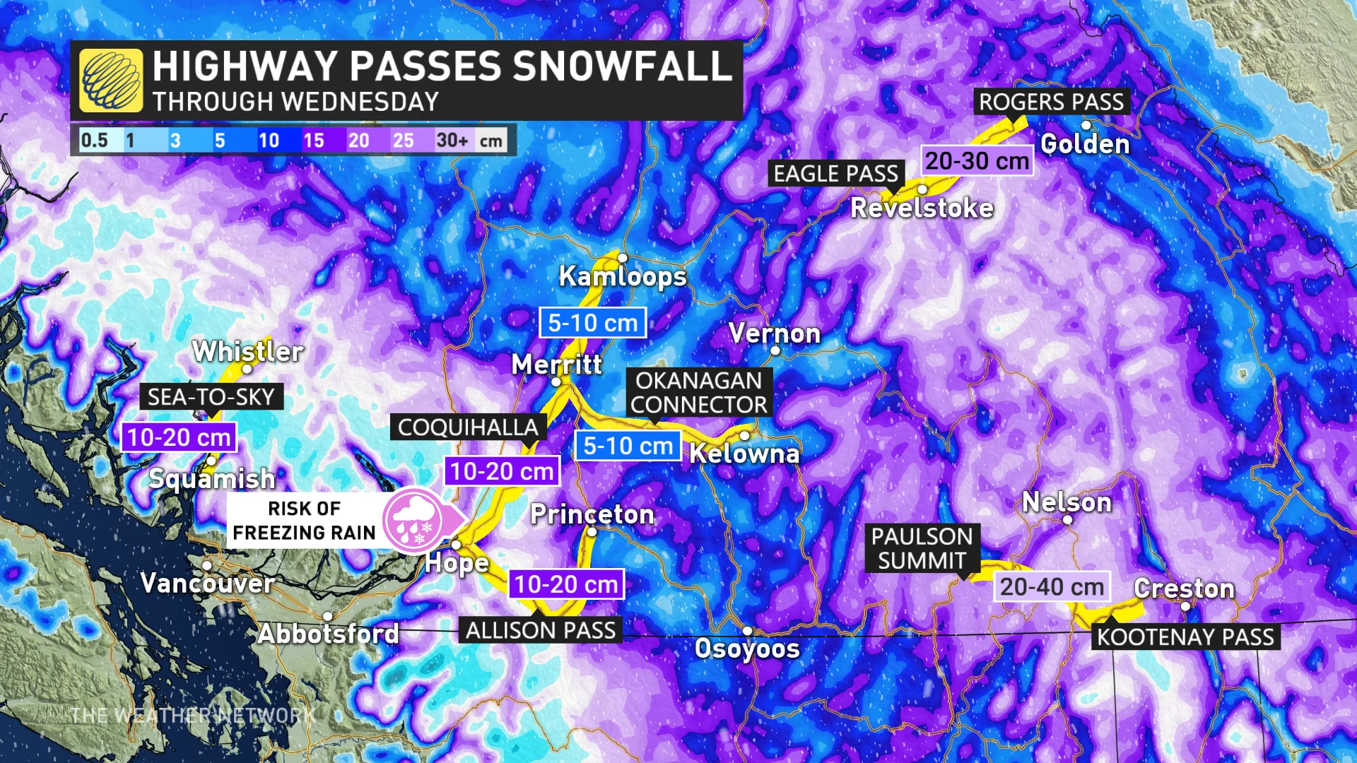 Baron - BC highway passes snowfall - Dec17