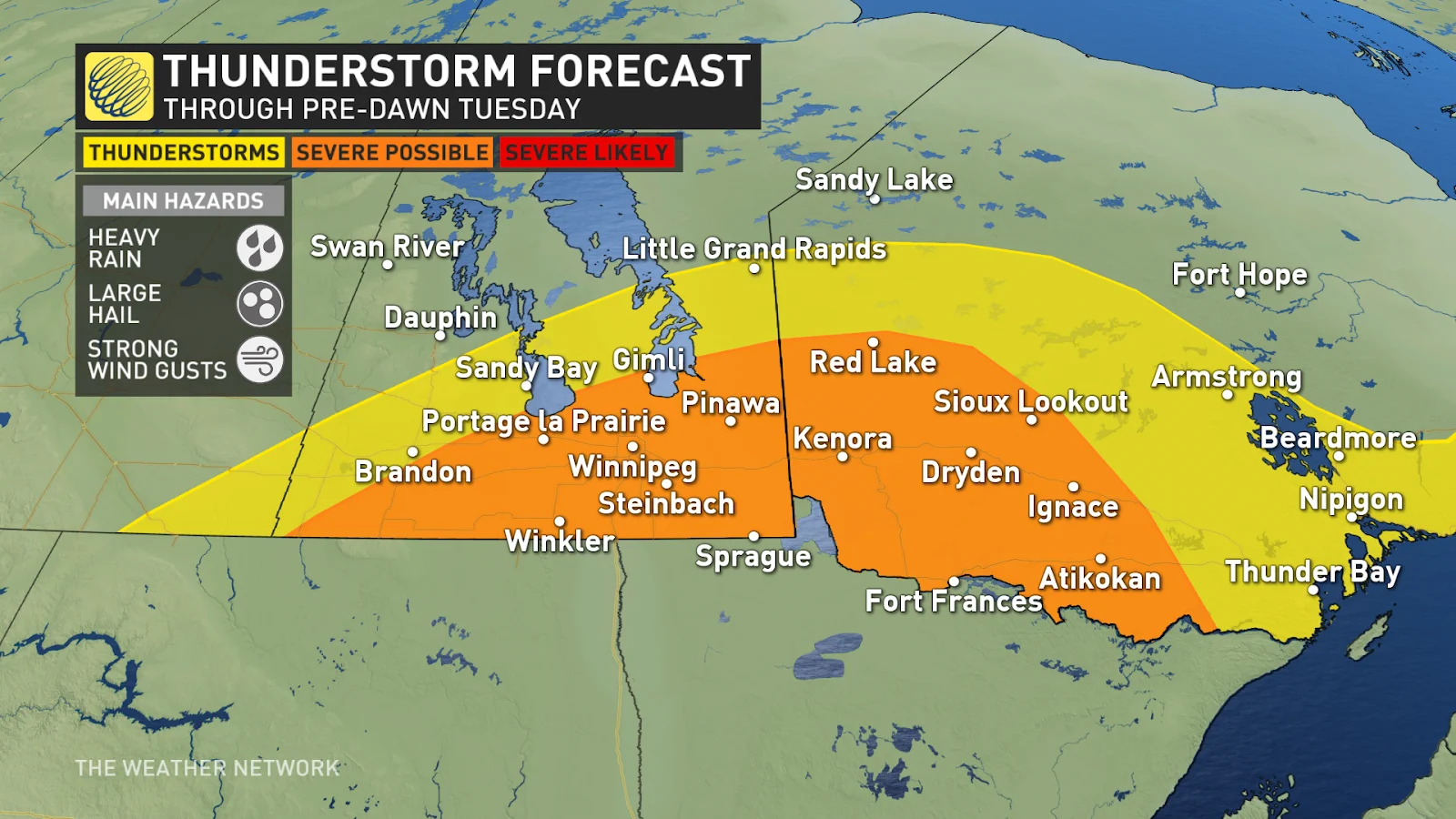 Prairies severe storm risk Monday