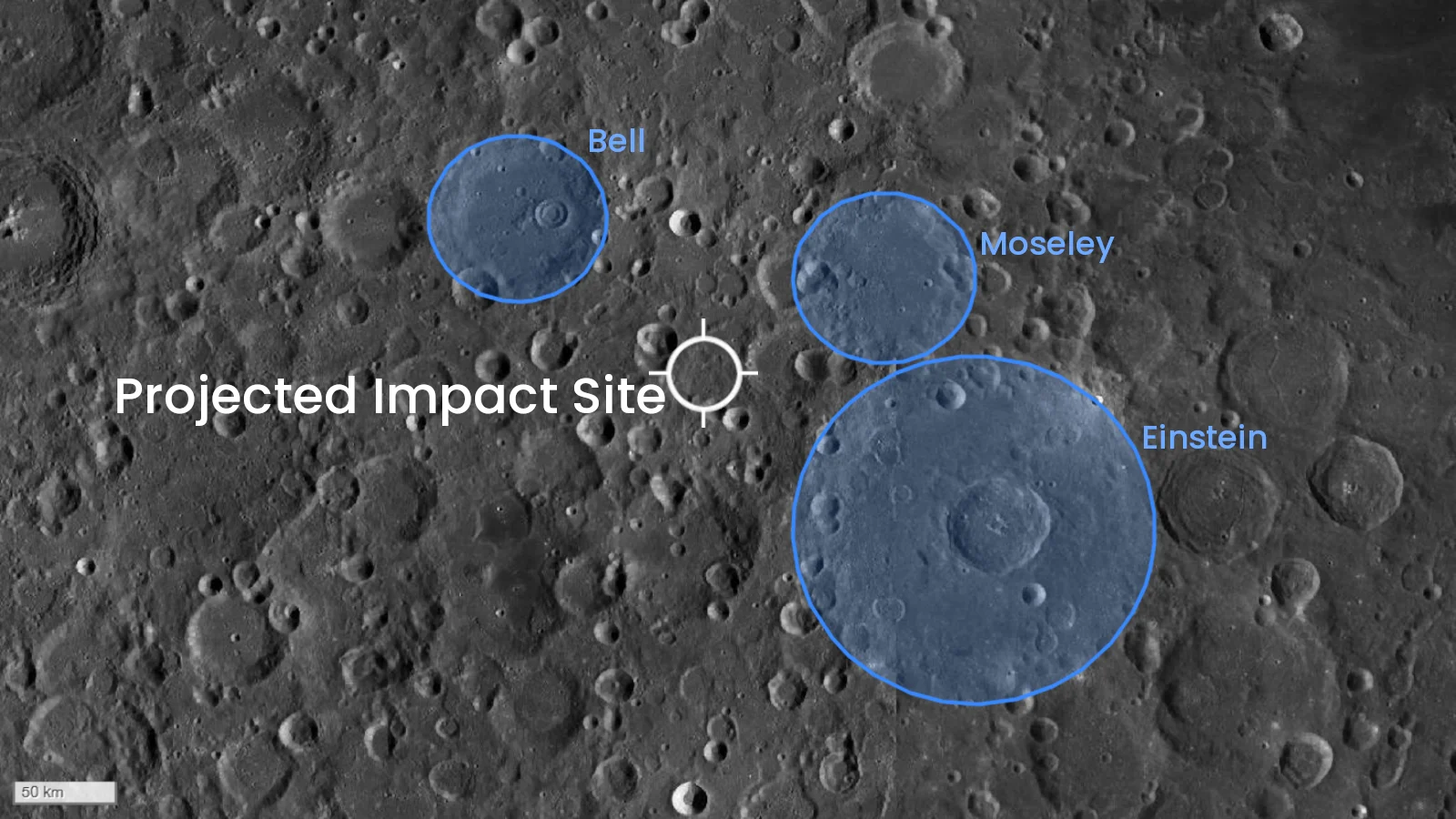 Rocket Impact Site - USGS - Adapted from Bill Gray Project Pluto