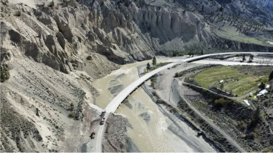 B.C. Ministry of Transportation: It took crews nearly a year to repair the damage to Highway 8 after major floods and rainfall washed out more than seven kilometres of road in November 2021. (B.C. Ministry of Transportation)