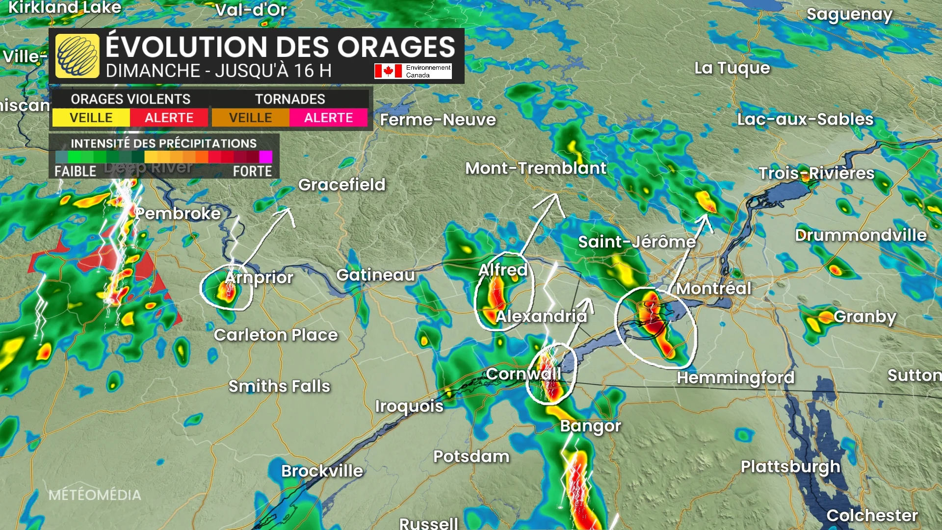 Évolution des orages