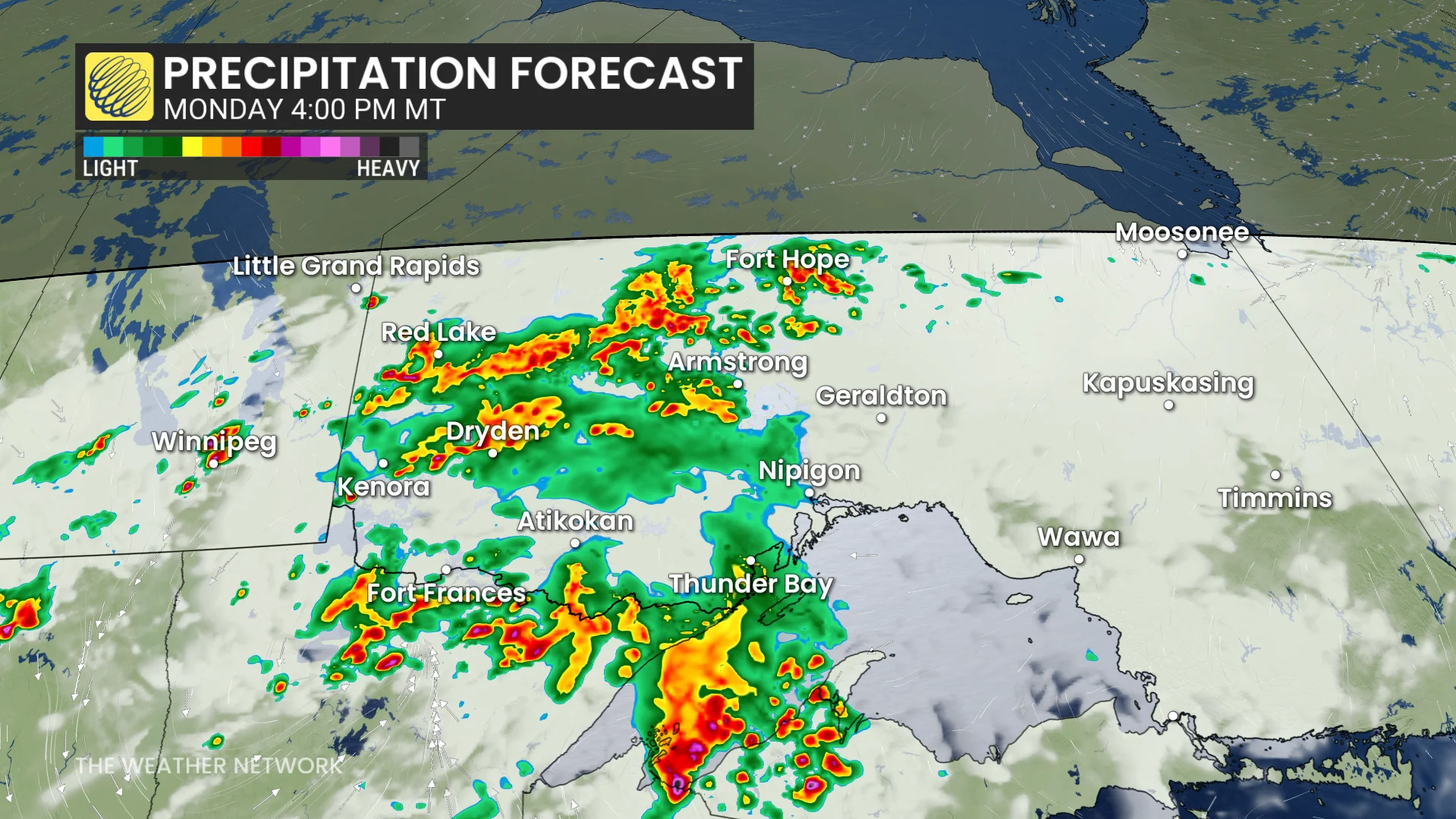 Baron - Northern Ontario precipitation Monday 4pm - June16