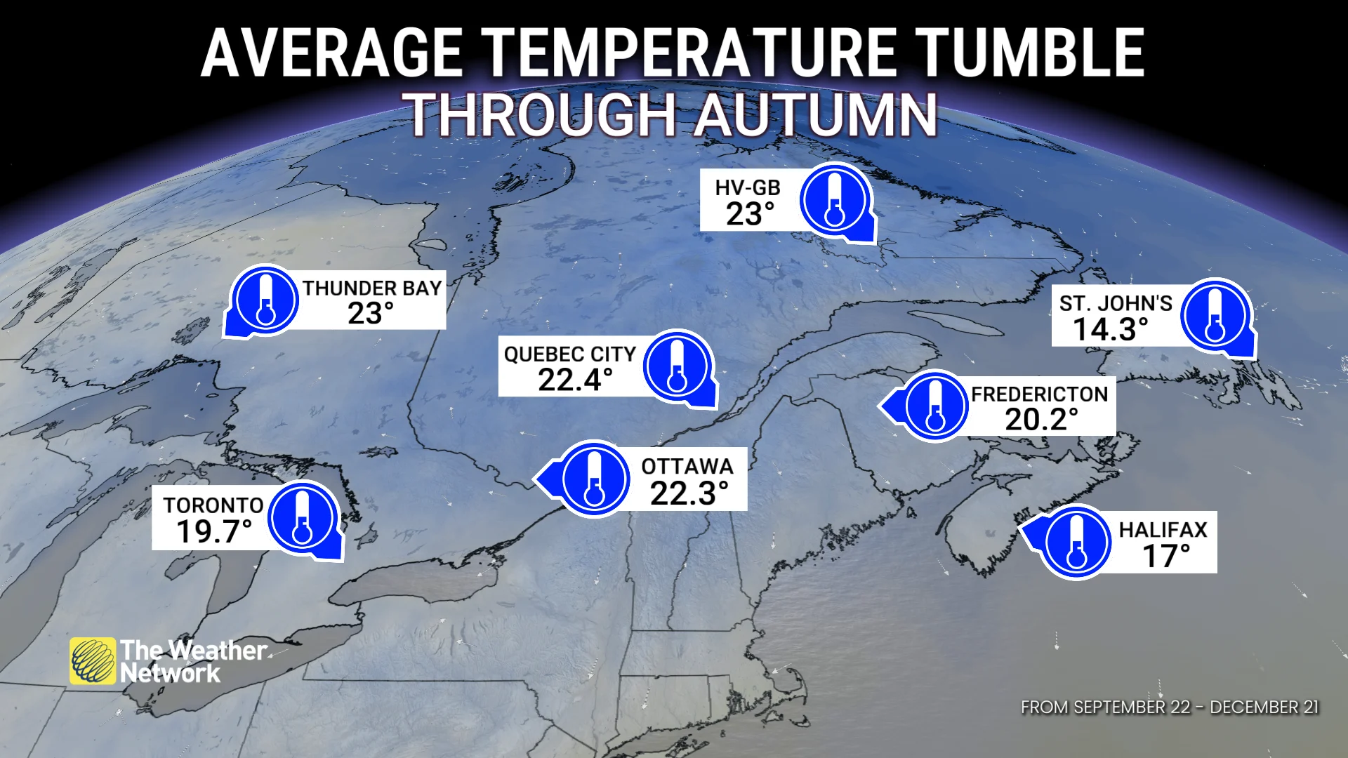 FALL EVERGREEN: Average temperature drop - national