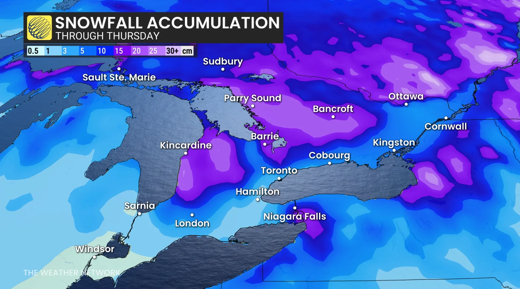 Baron - Ontario snow through Thursday - Jan 12