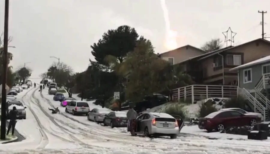 Viral: Lightning strikes near tobogganers in California