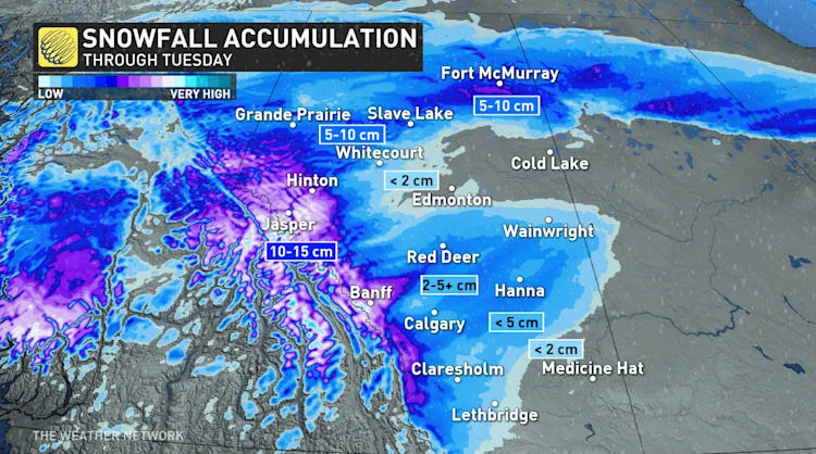 Frigid air brings Alberta first significant snow of the season - The ...