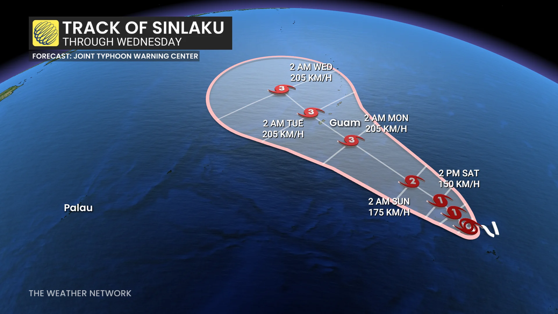 Typhoon Sinlaku Track