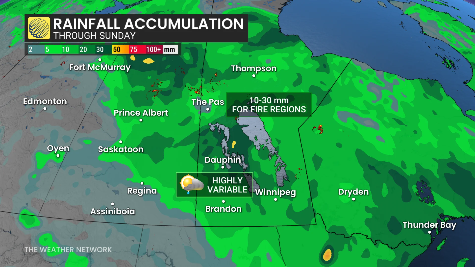 Prairies rainfall through Sunday