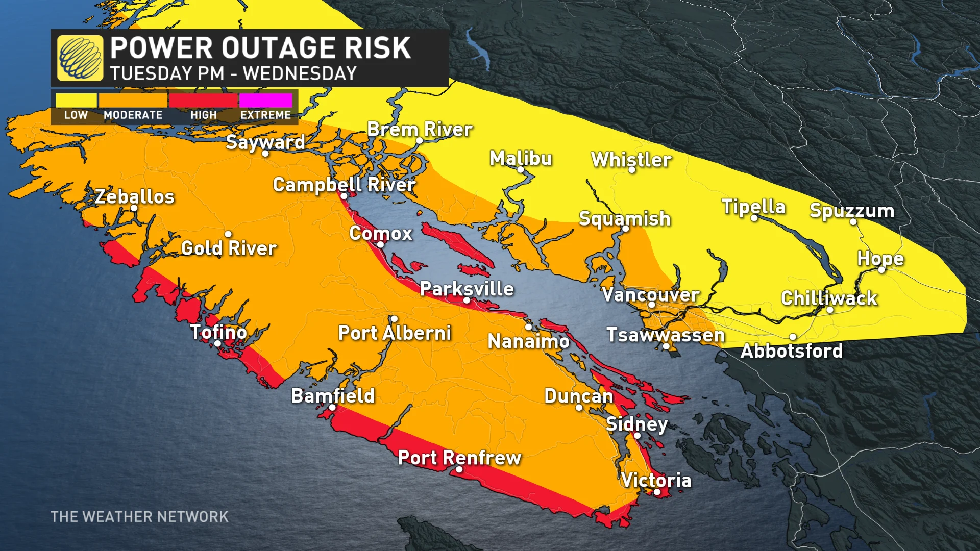 BC power outage risk map