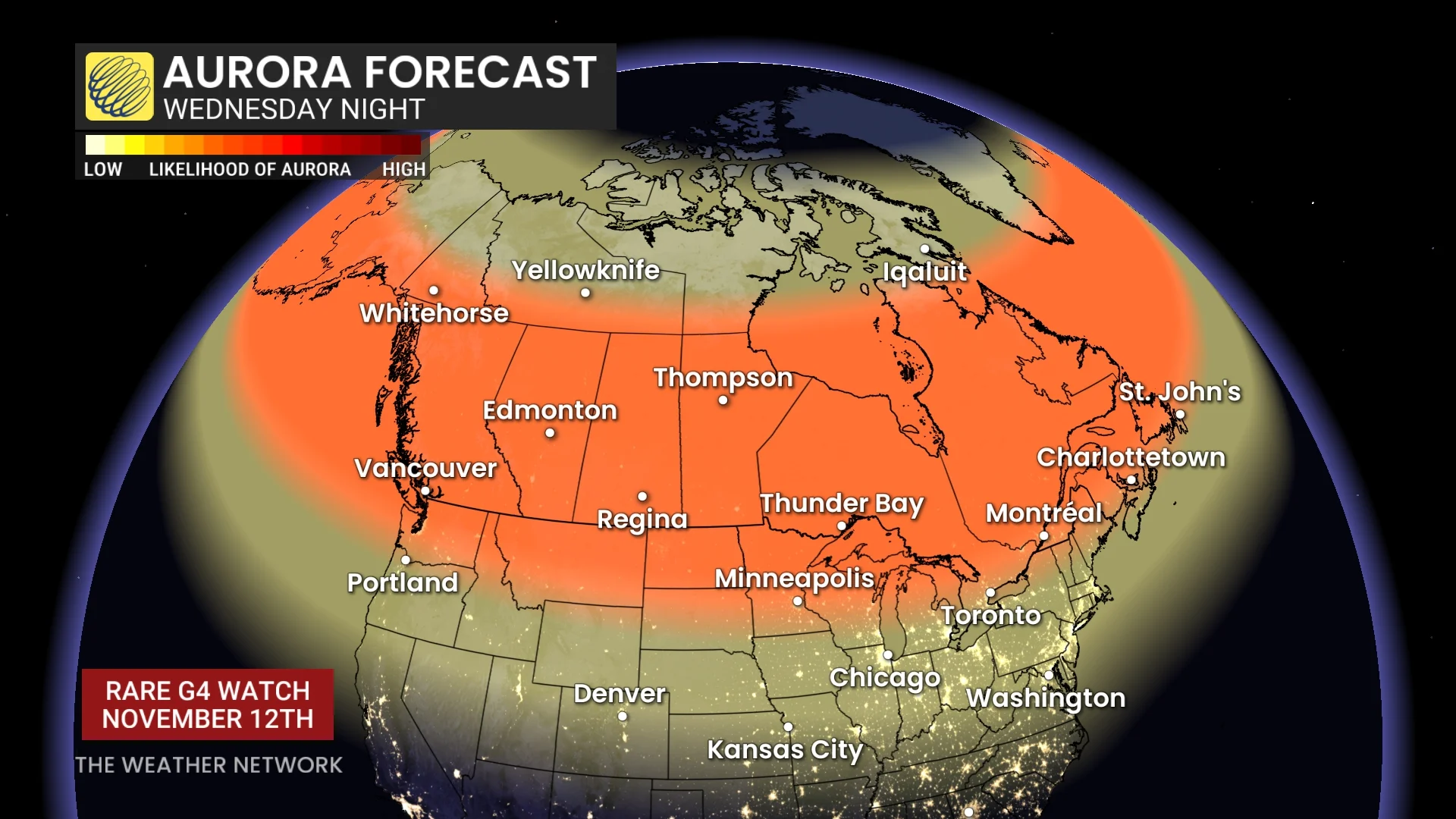 Wednesday night aurora forecast Canada