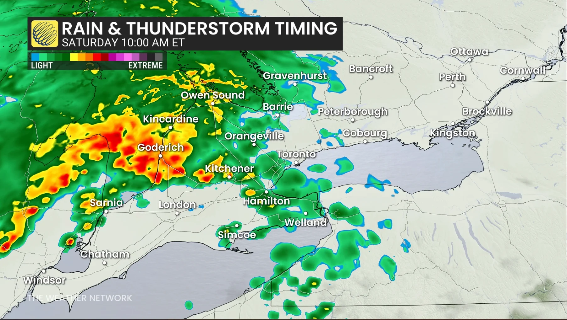Southern Ontario forecast rain and storms Saturday morning - April 3, 2026