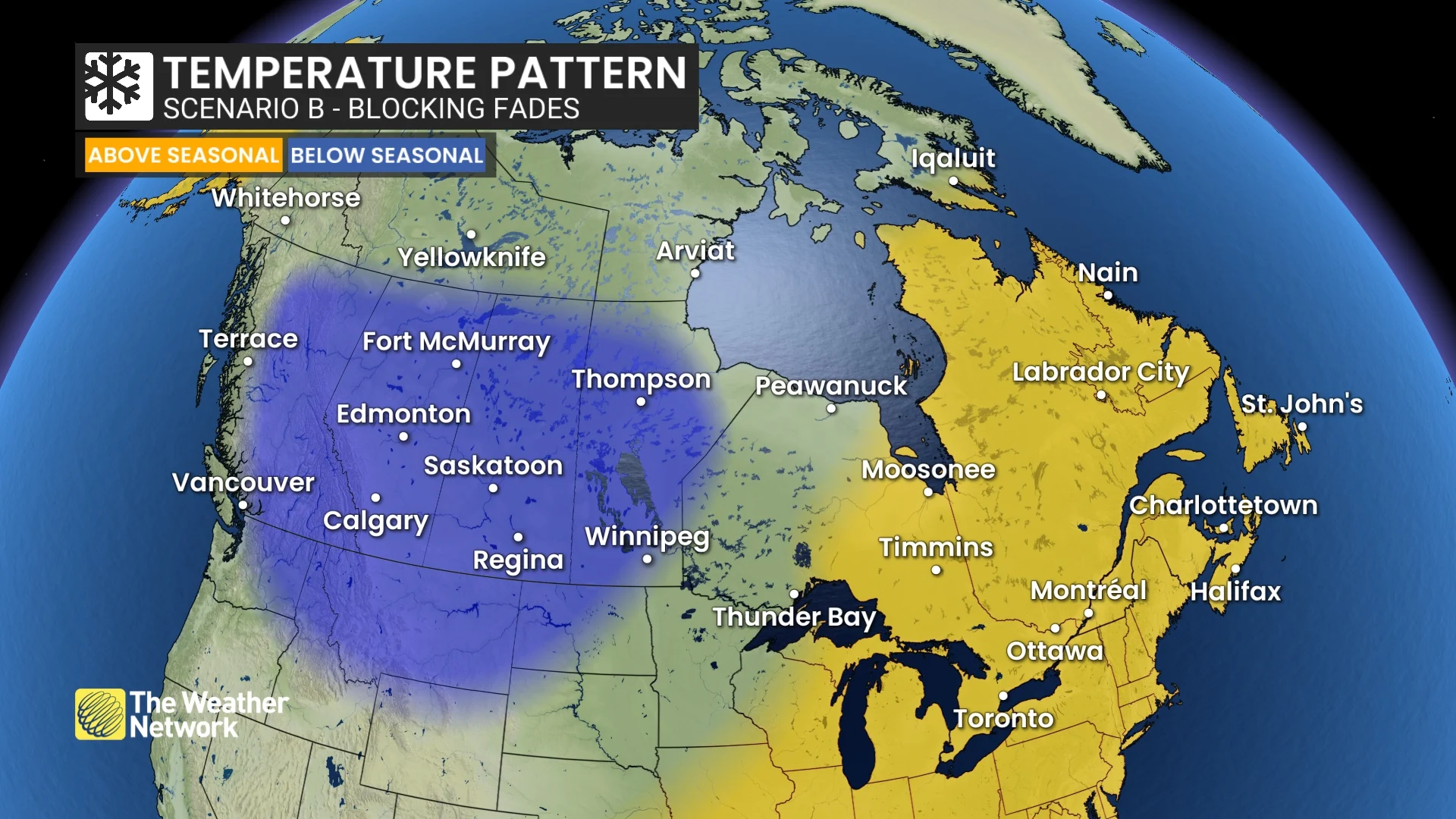 Winter Forecast: The temperature outlook if the blocking pattern fades (The Weather Network)