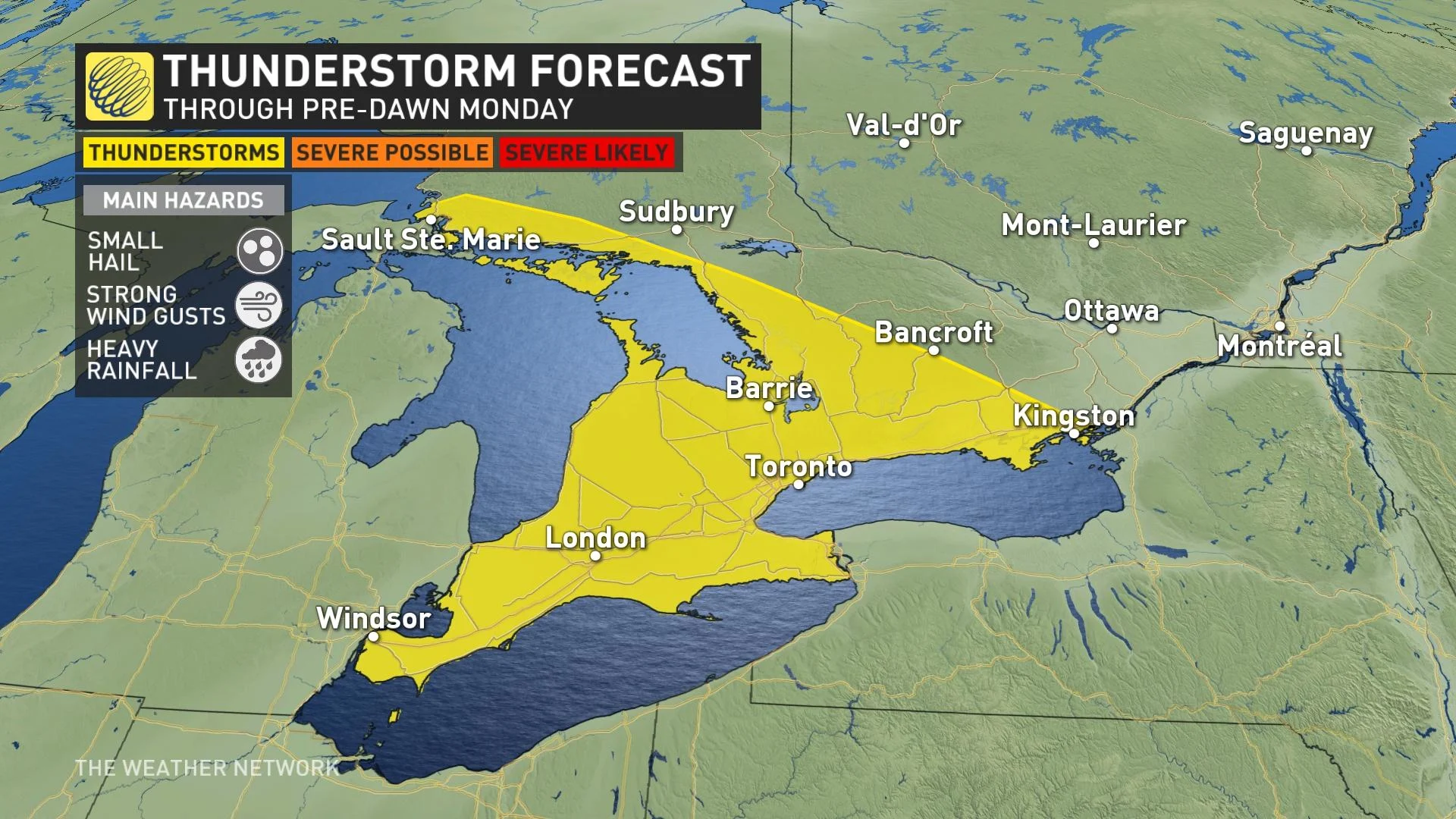 Ontario storm risk map Sunday overnight into Monday pre-dawn_May 26