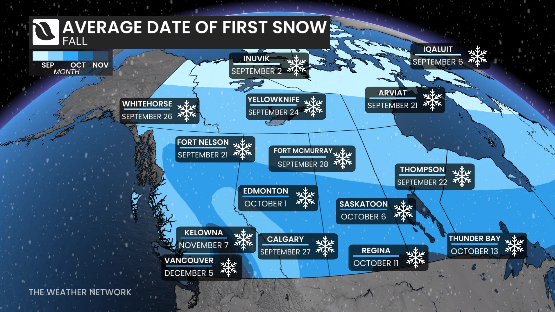 Baron - Average date of first snowfall