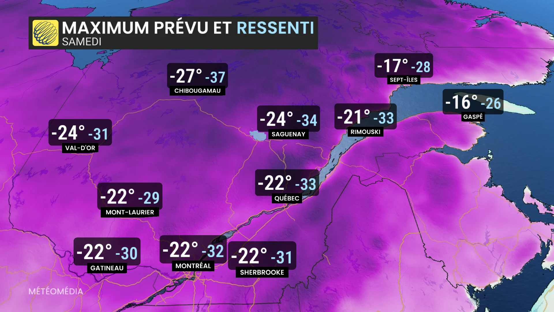 maximum prevu et ressenti samedi