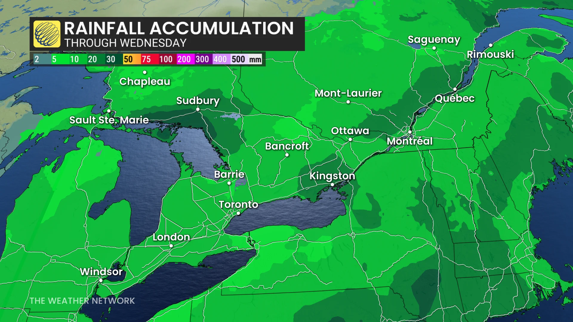 Ontario rainfall this week