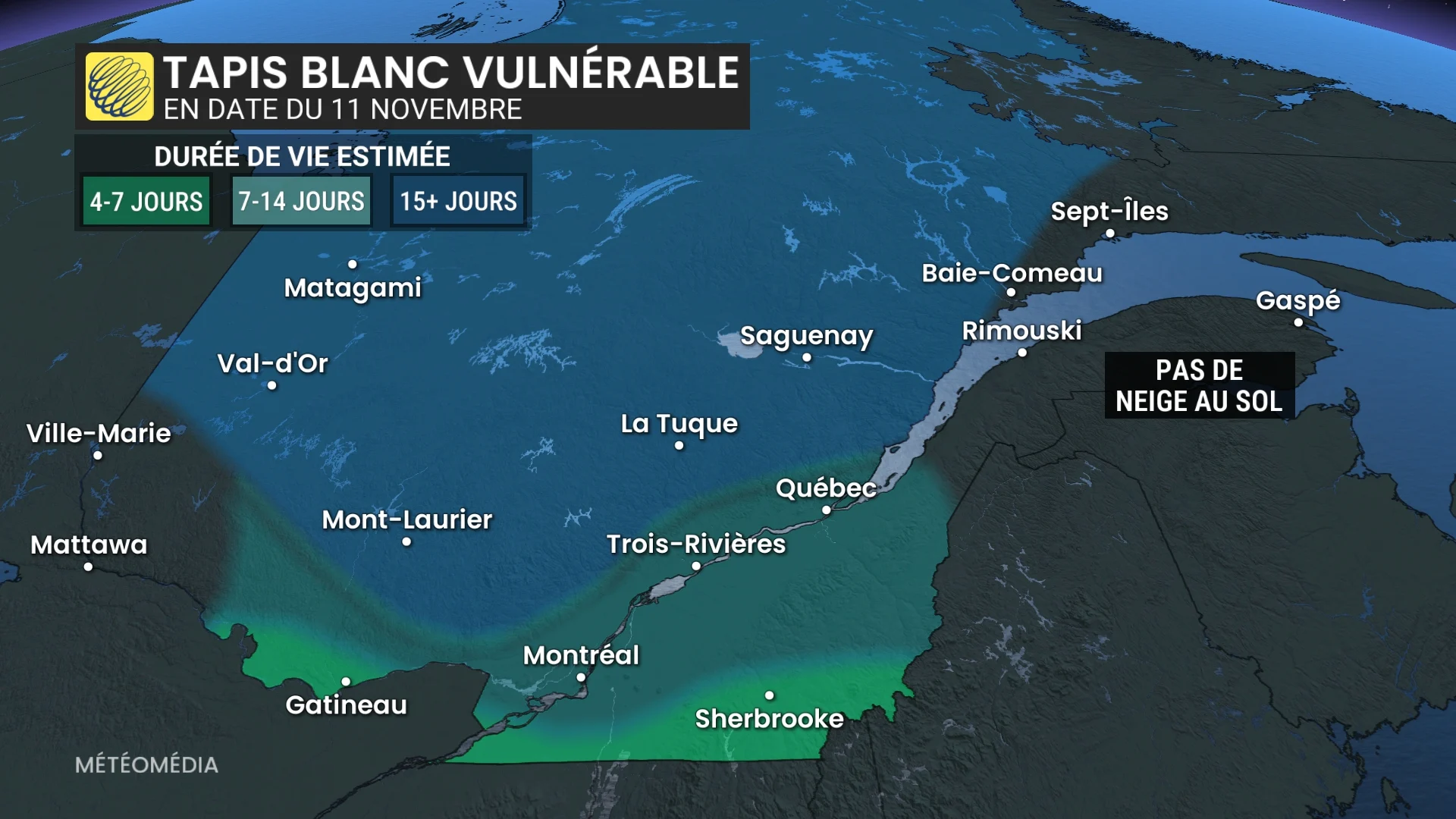 couvert neigeux duree quebec 9-10-11 novembre 2025