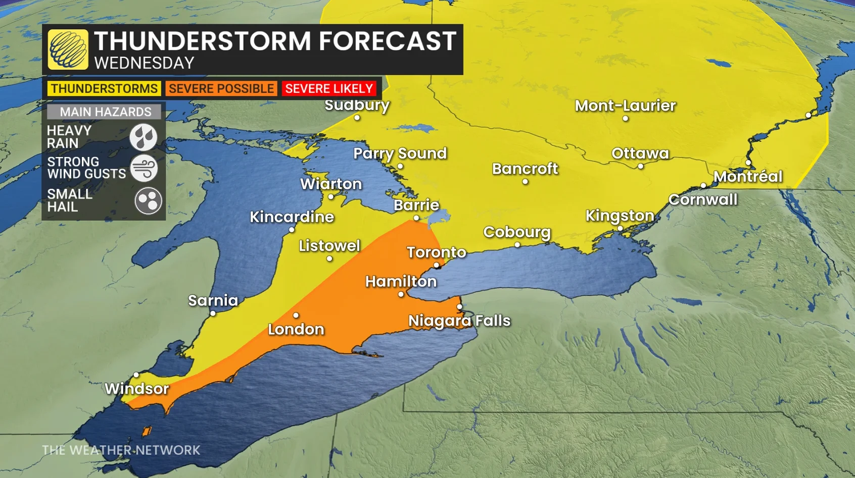 Ontario storm risk Wednesday