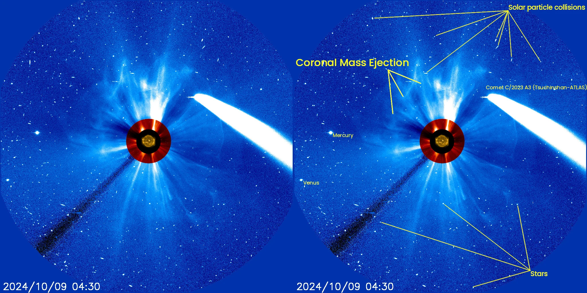 CME - Oct 9 2024 - SDO - C2 - C3 - Composite w labels