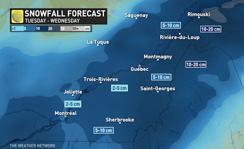 The Weather Network - Quebec: Snow Moves In Tuesday, Temperatures Stay ...