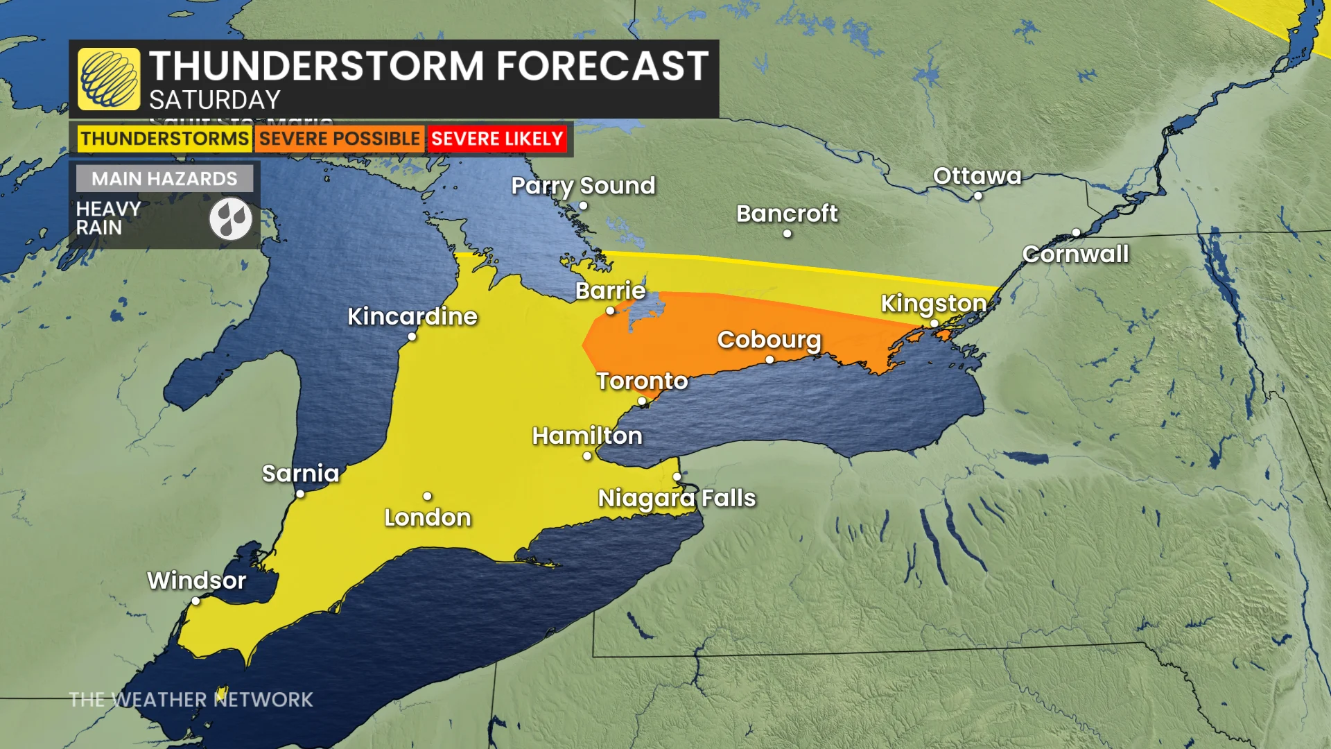 Ontario storm risk map Saturday