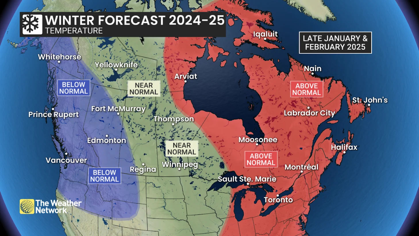 Late January February 2025 temperature pattern