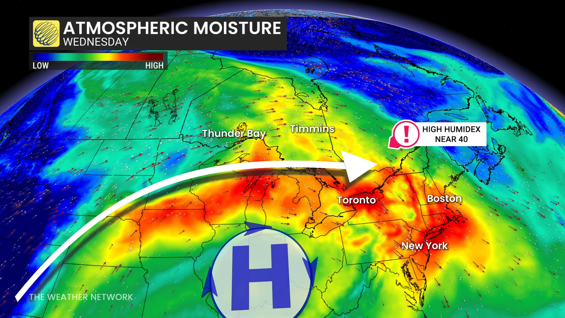 Ontario atmospheric moisture Wednesday afternoon