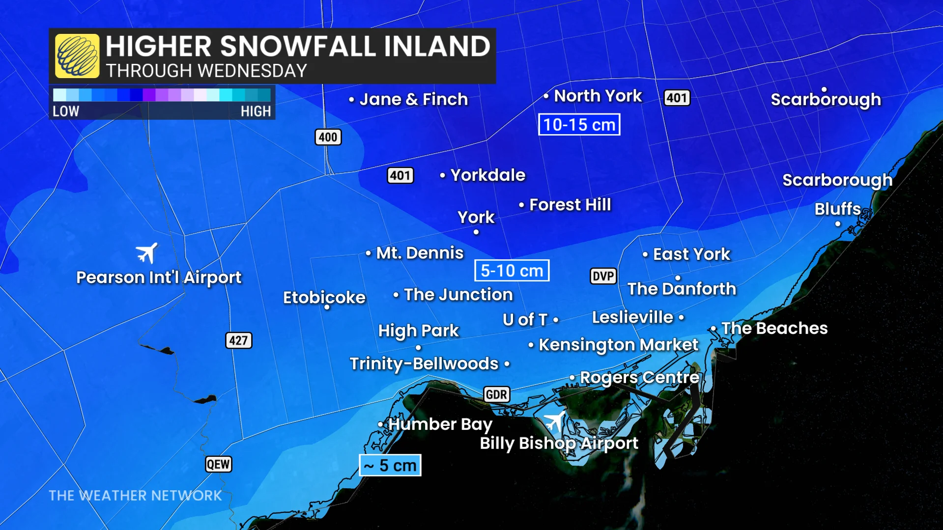 Localized Toronto snowfall crop Wednesday