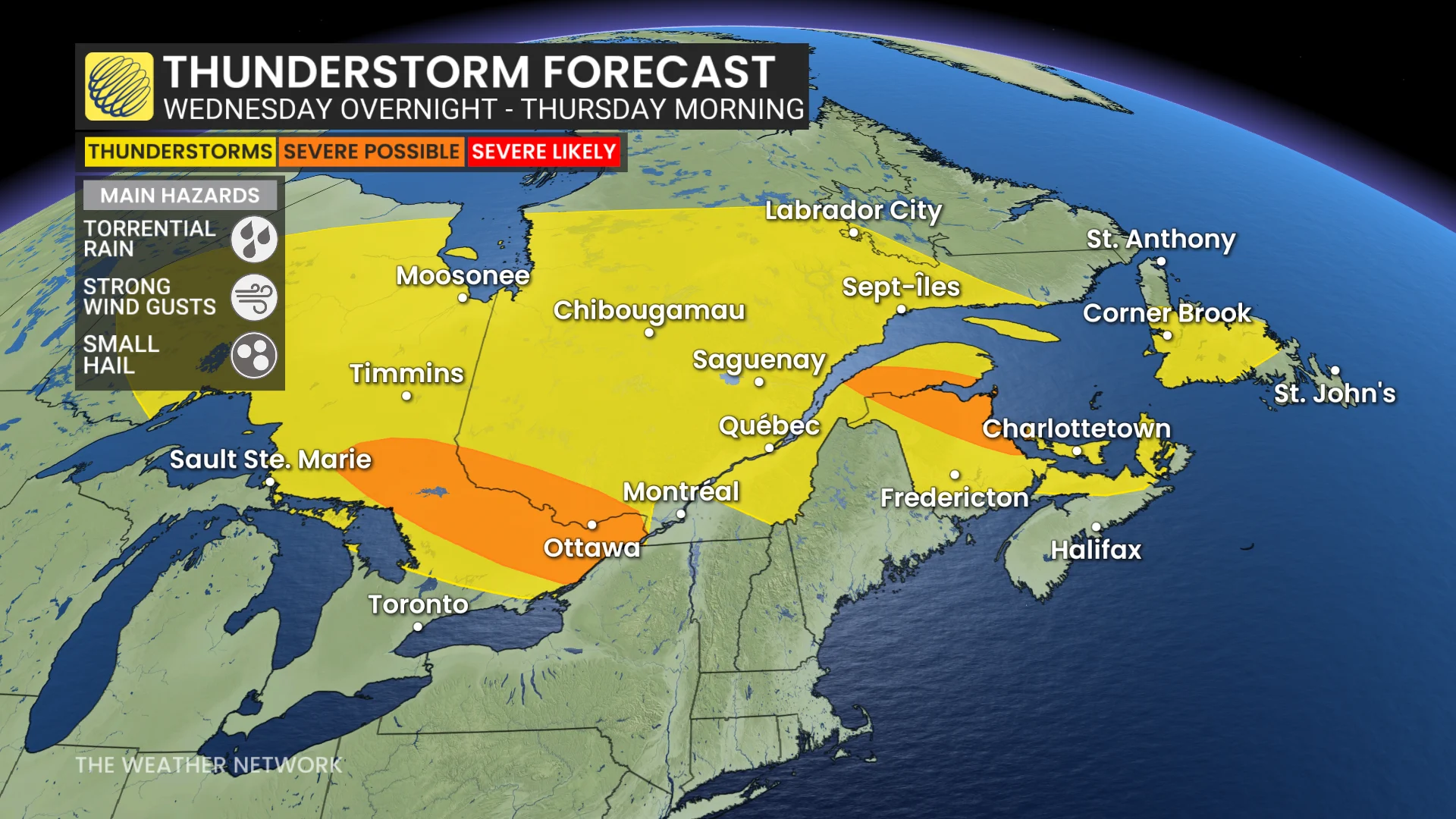 ONQC Thunderstorm Forecast Overnight Wednesday