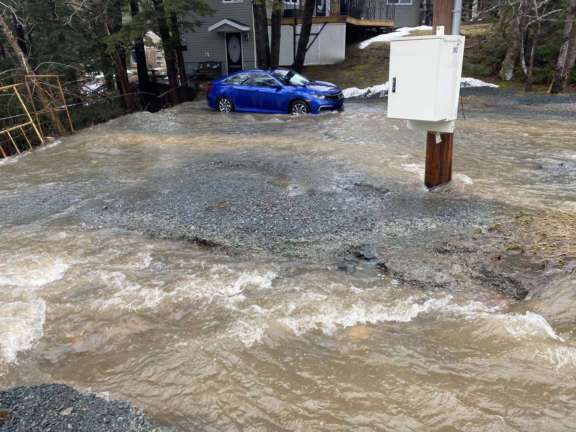 Nathan Coleman: Flooding on Holland Rd. in Fletchers Lake, Nova Scotia. Feb. 29, 2024