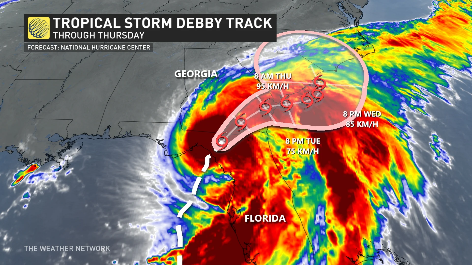 Tropical Storm Debby track August 5