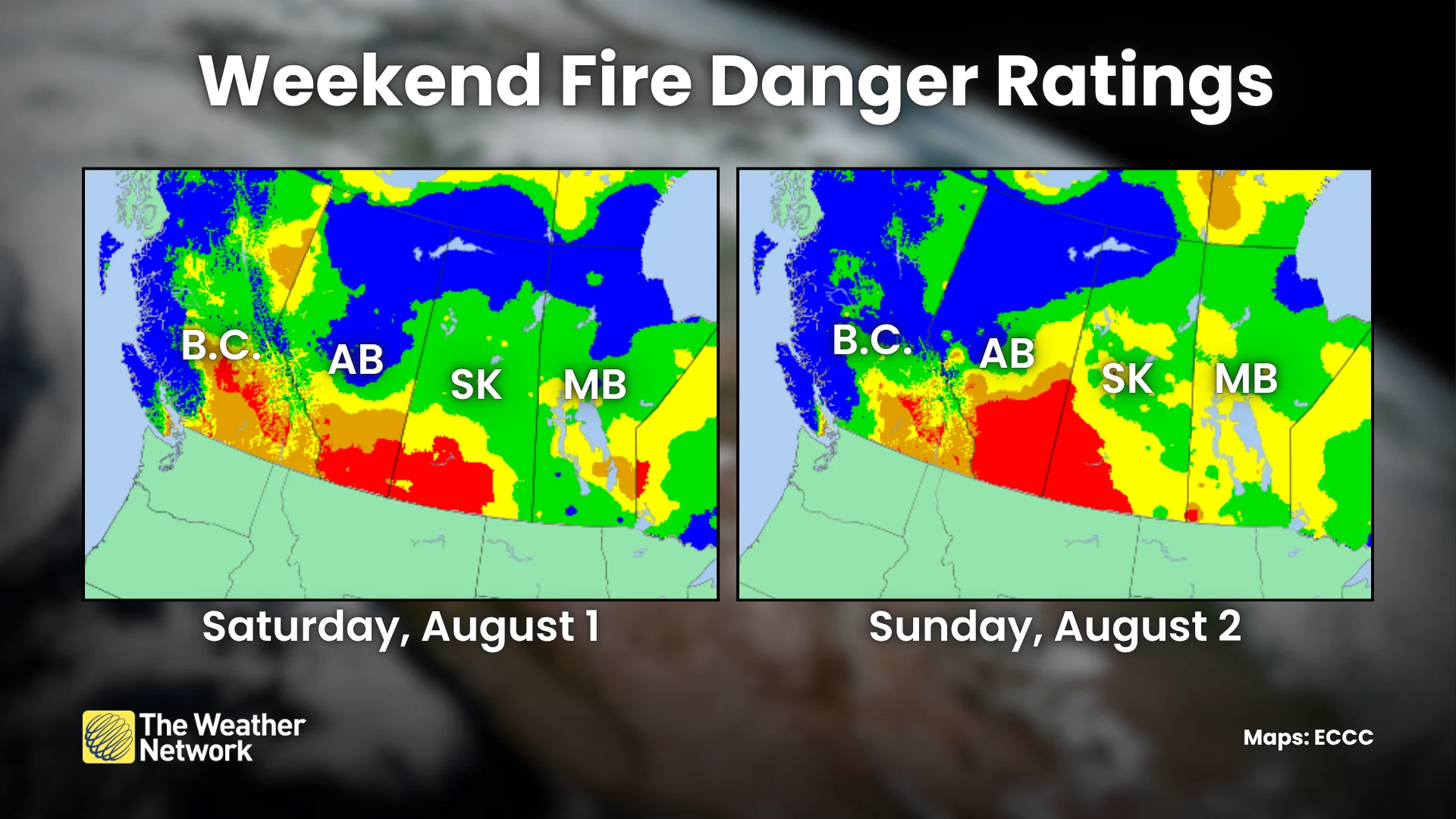 Weekend Fire Danger Ratings Western Canada