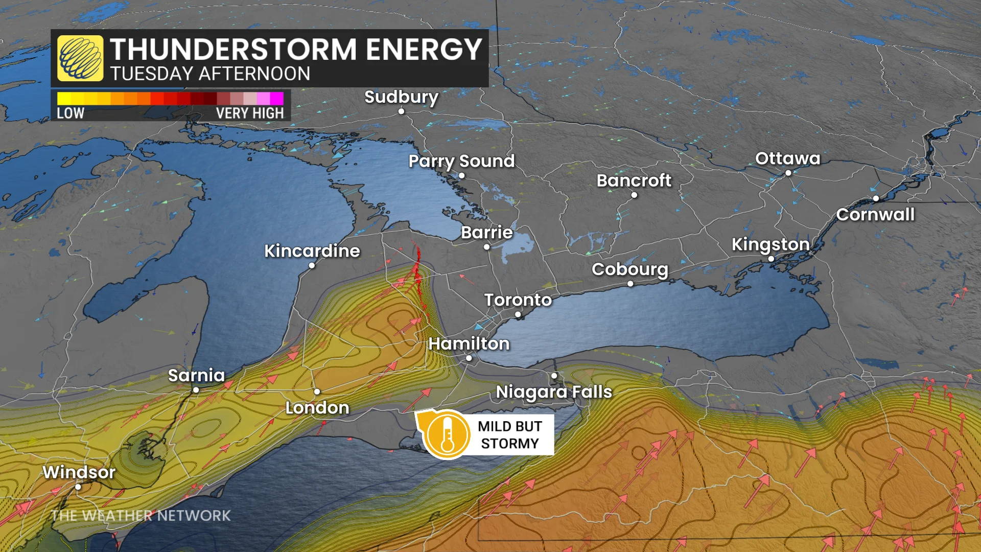 Ontario thunderstorm energy Tuesday afternoon