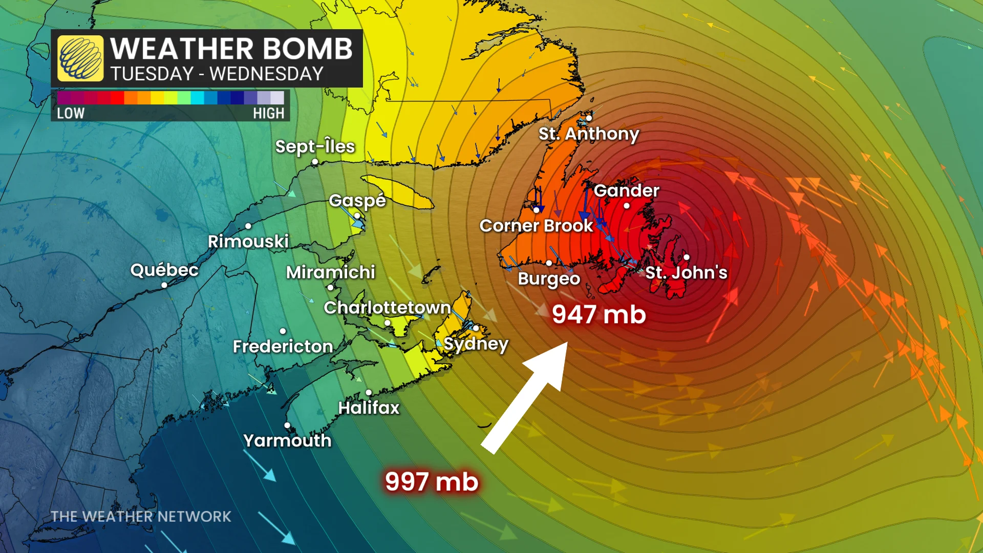 Baron - Atlantic Canada weather bomb development - Nov3