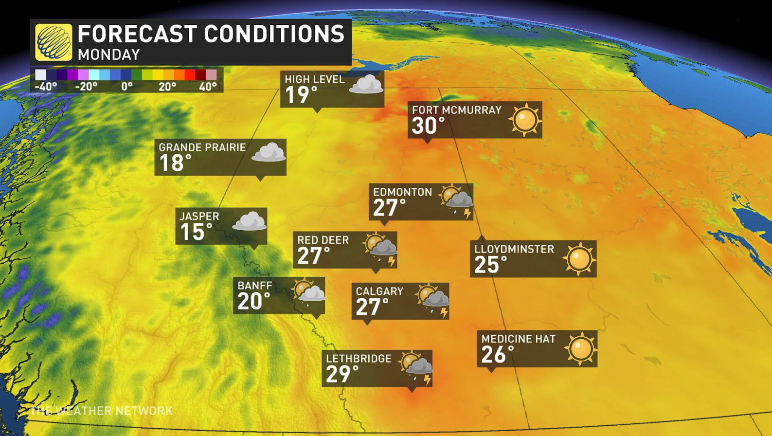 Alberta, Conditions, Forecast, Hot, Dry, May 25, 2025. (The Weather Network)